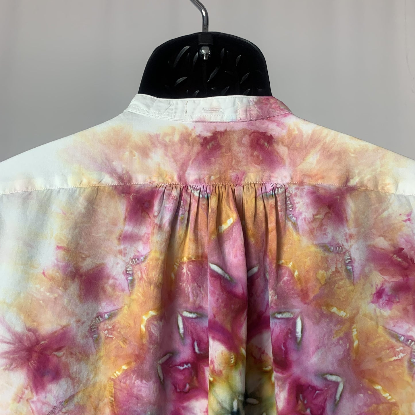 Fiery Fuchsia and Gold Thousand Petaled Lotus | Tuxedo shirt | 54” chest