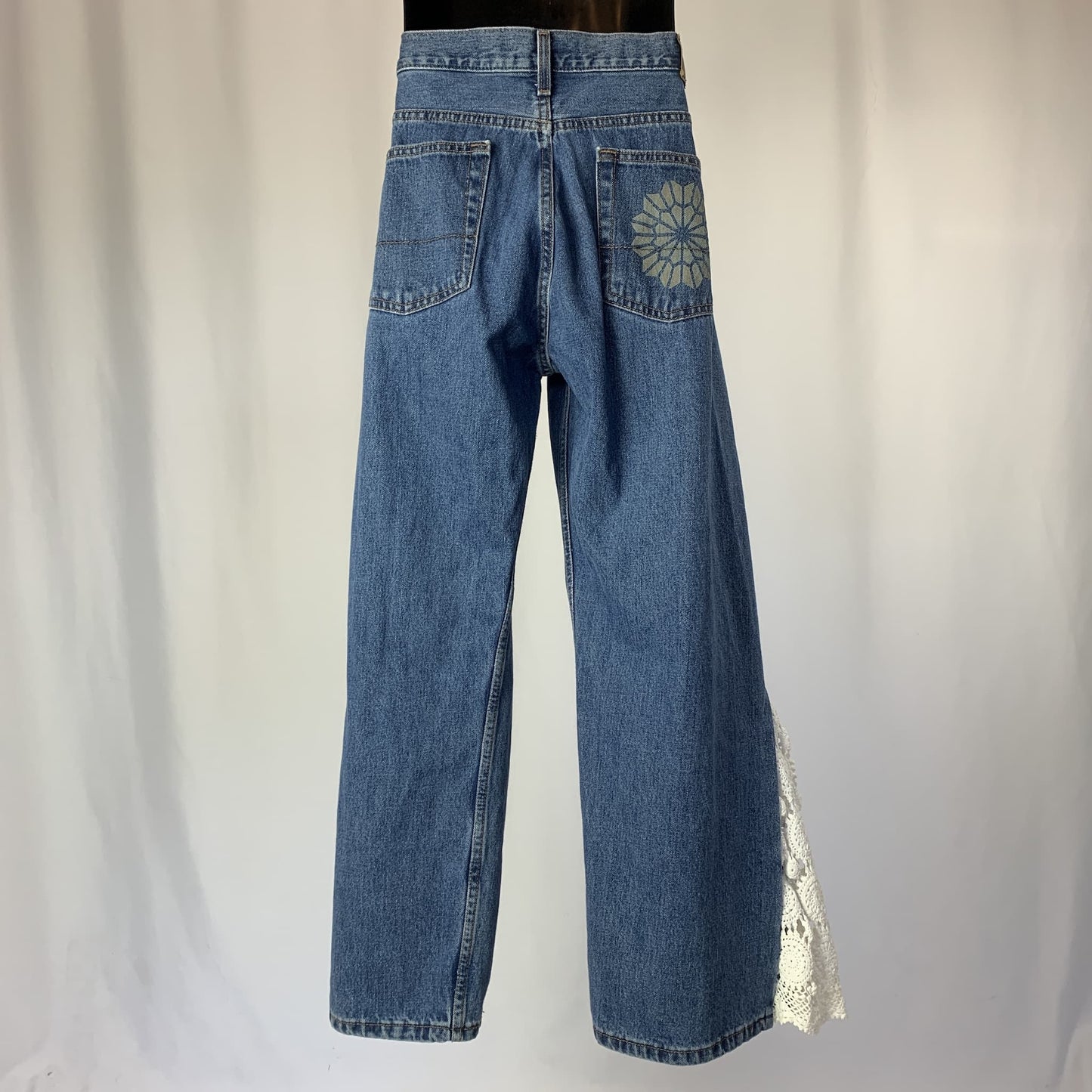 Vintage Doily Bell Bottoms | Jeans | 34” waist