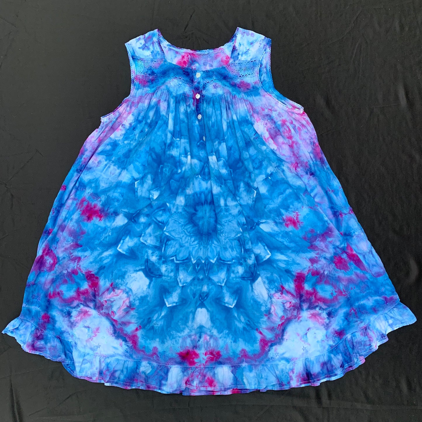 Blue Lotus Mandala | Babydoll Dress | 46" chest | 70" waist