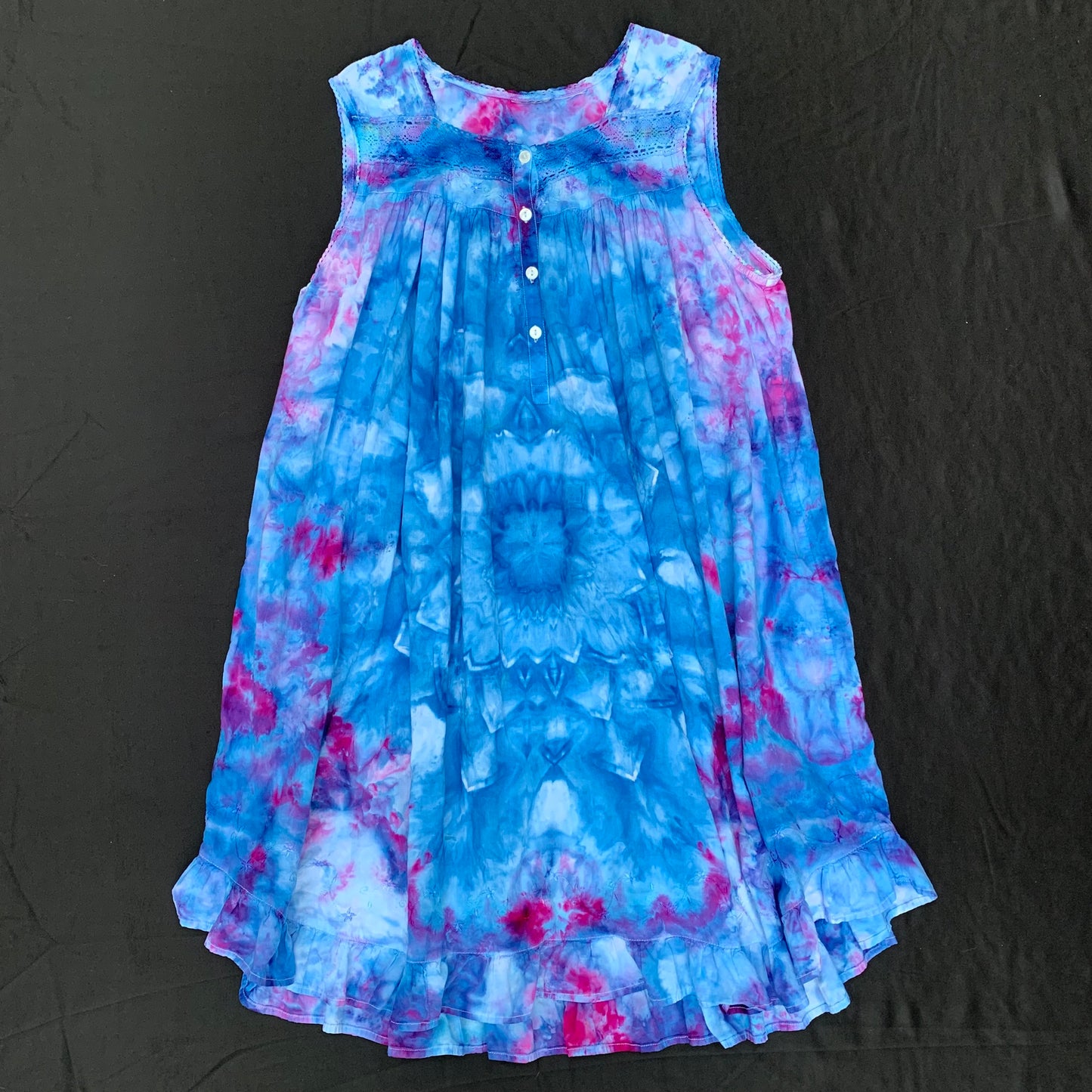 Blue Lotus Mandala | Babydoll Dress | 46" chest | 70" waist